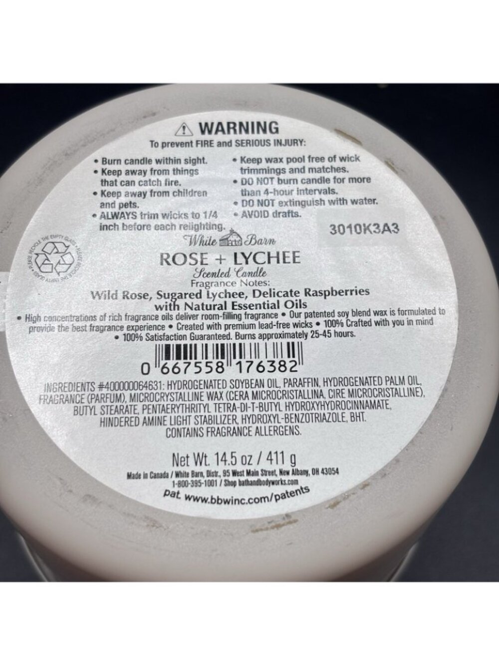 Bath & Body Works Rose Lychee 3 Wick Candle 14.5 oz White Barn Floral Fruity - Picture 10 of 13